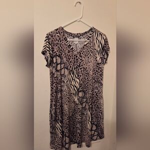HEIMISH USA Animal Print Short Sleeve Top - Black and White